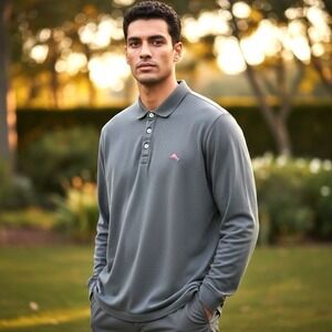 Tommy Bahama Island Zone Polo Shirt Mens XL Gray Supima Golf Casual Adult